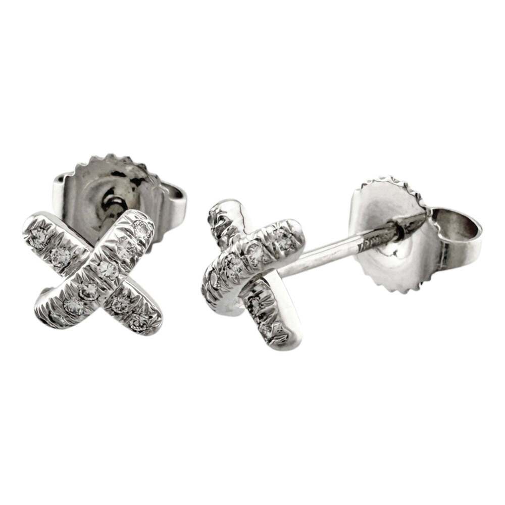 Tiffany & Co. Cross Stitch Earrings, Pt950 Platinum Diamond Earrings for Women.